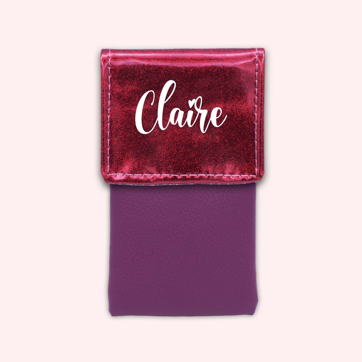 Pochette bicolore rabat Framboise paillette