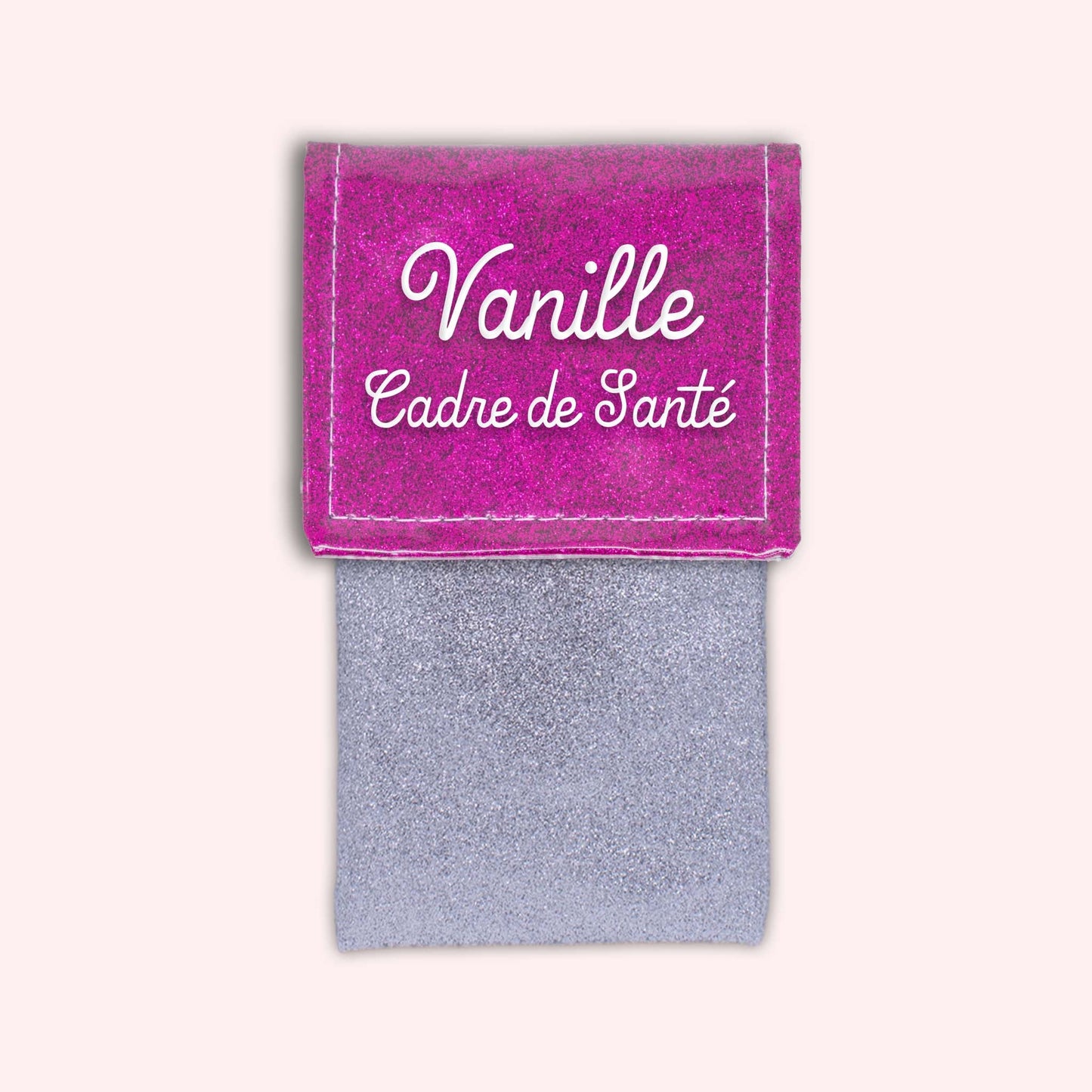 Two-tone pouch with Fuchsia glitter flap