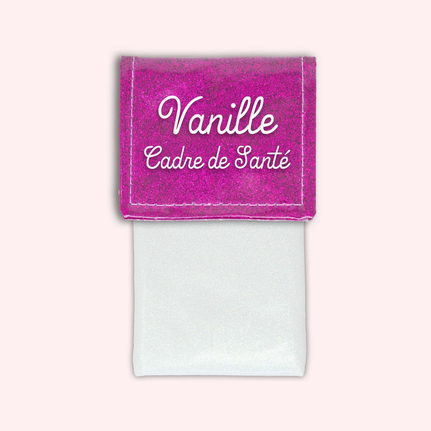 Two-tone pouch with Fuchsia glitter flap