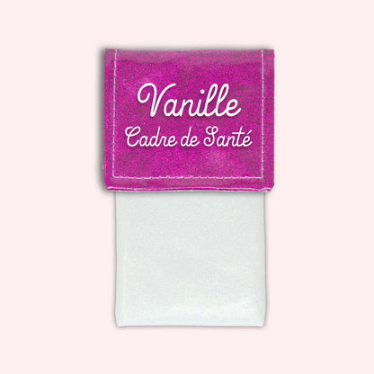 Two-tone pouch with Fuchsia glitter flap