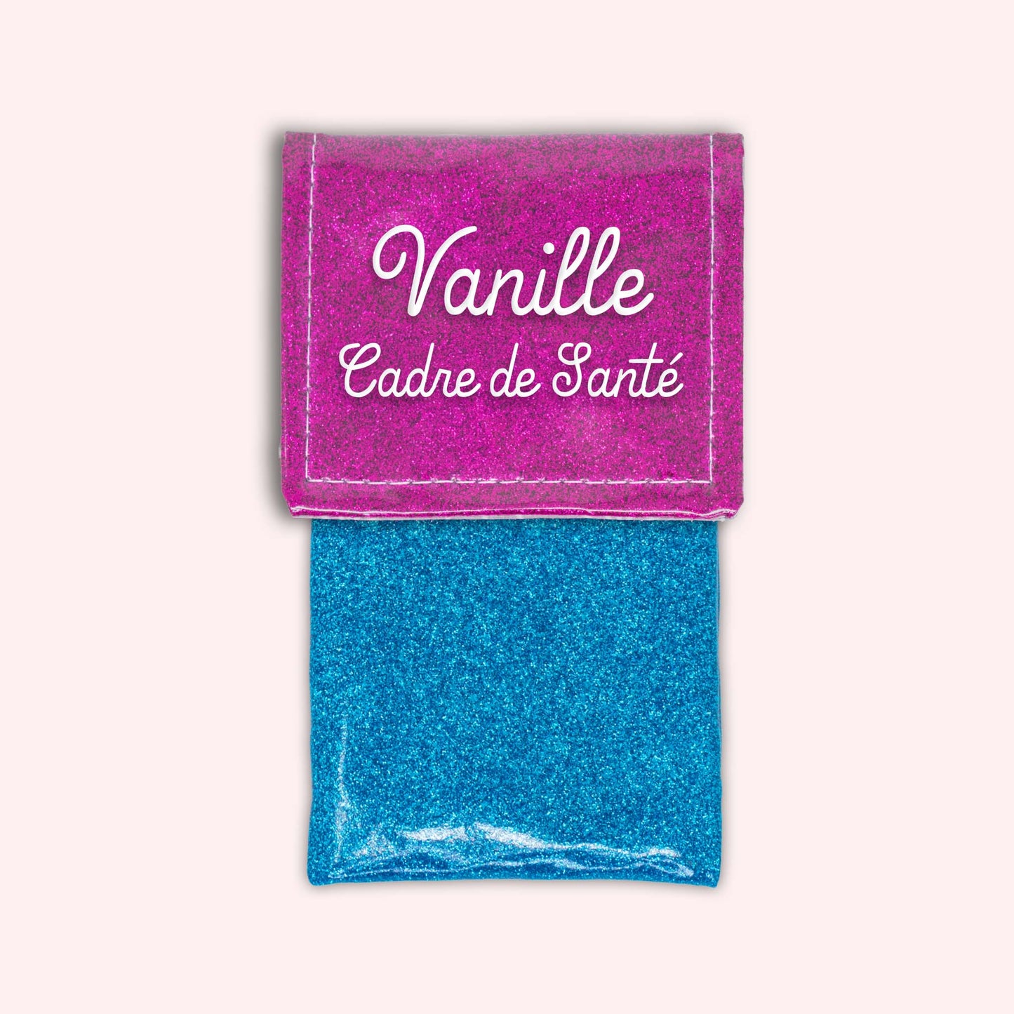 Two-tone pouch with Fuchsia glitter flap