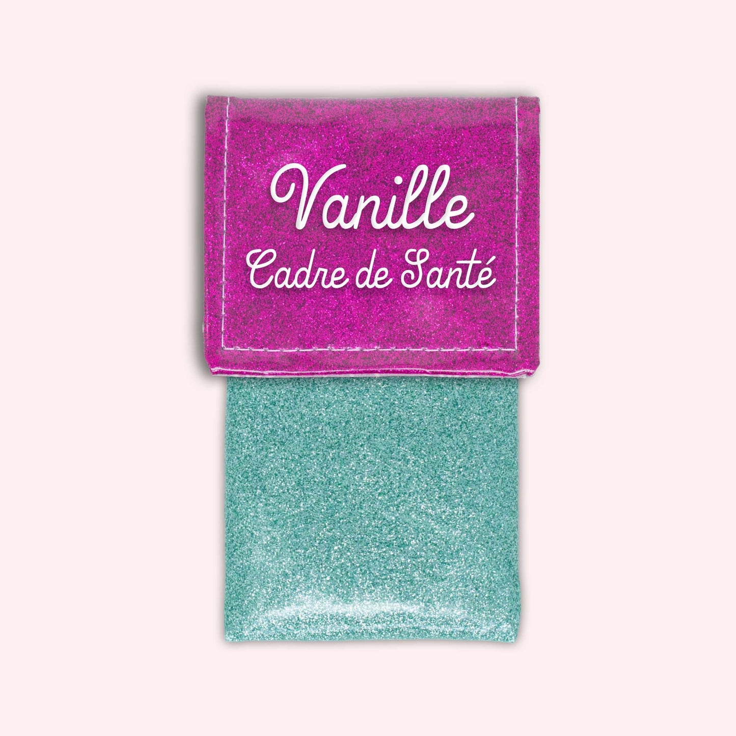 Two-tone pouch with Fuchsia glitter flap