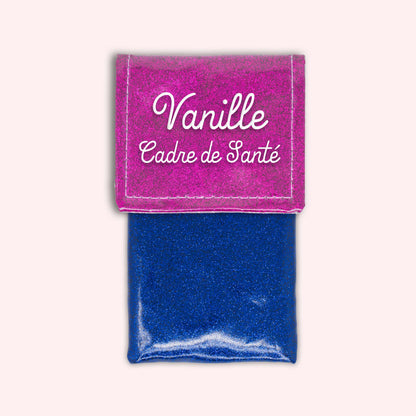 Two-tone pouch with Fuchsia glitter flap