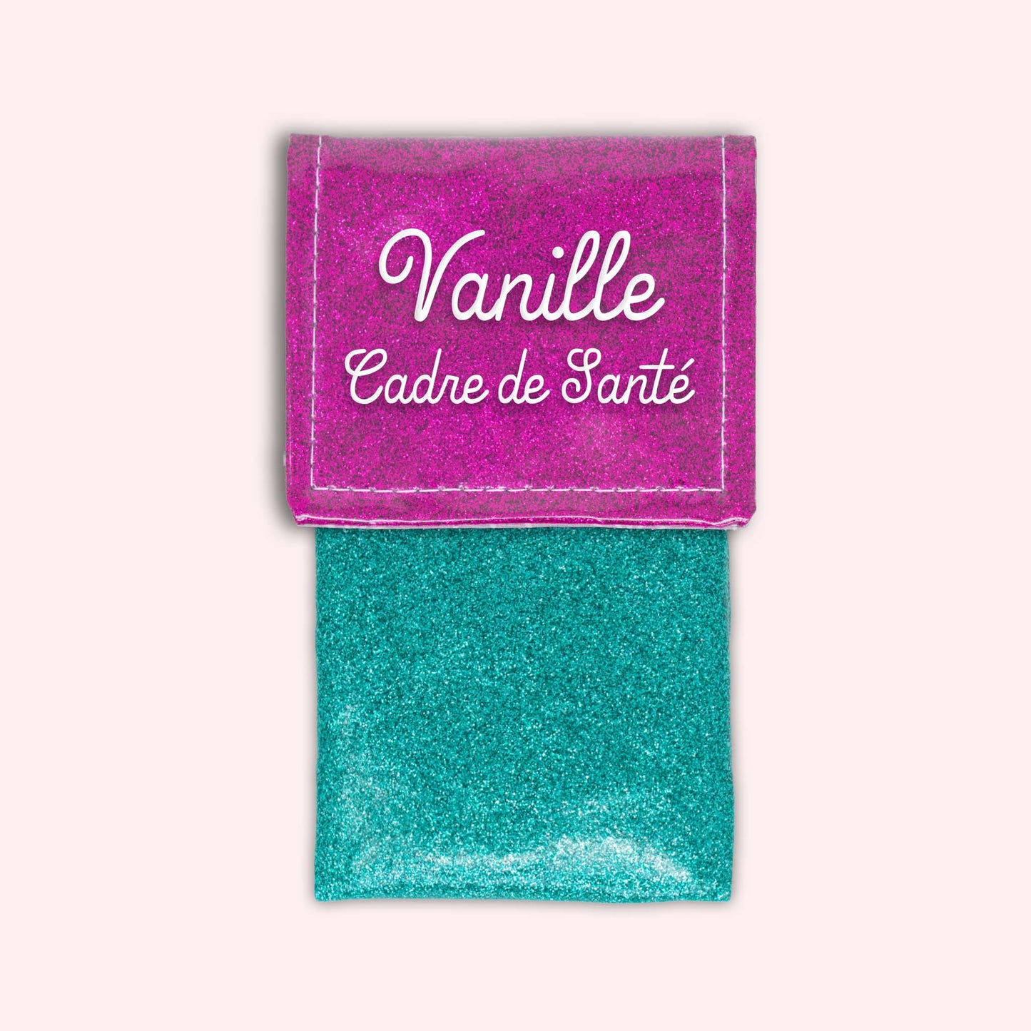 Two-tone pouch with Fuchsia glitter flap