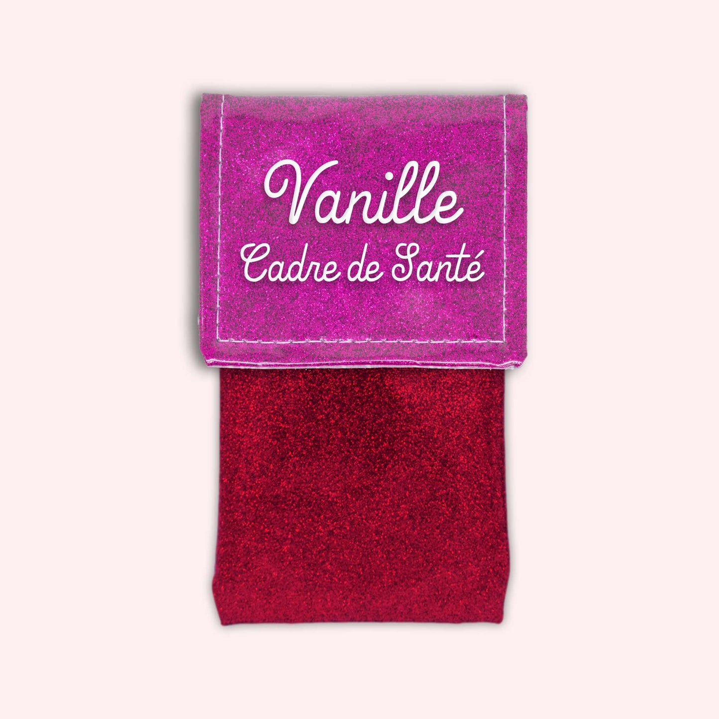 Two-tone pouch with Fuchsia glitter flap