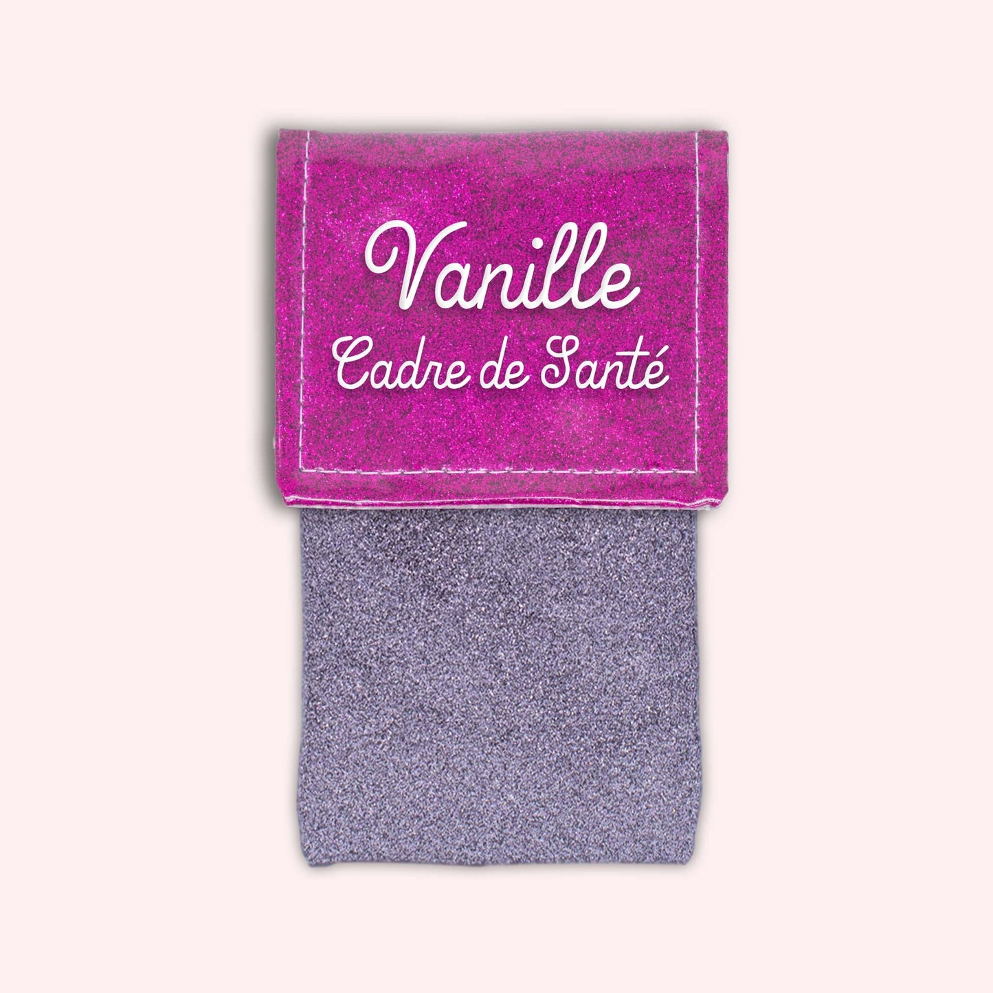 Two-tone pouch with Fuchsia glitter flap