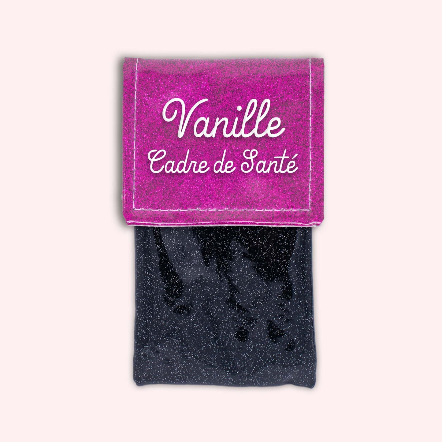Two-tone pouch with Fuchsia glitter flap