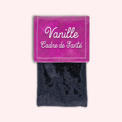 Two-tone pouch with Fuchsia glitter flap