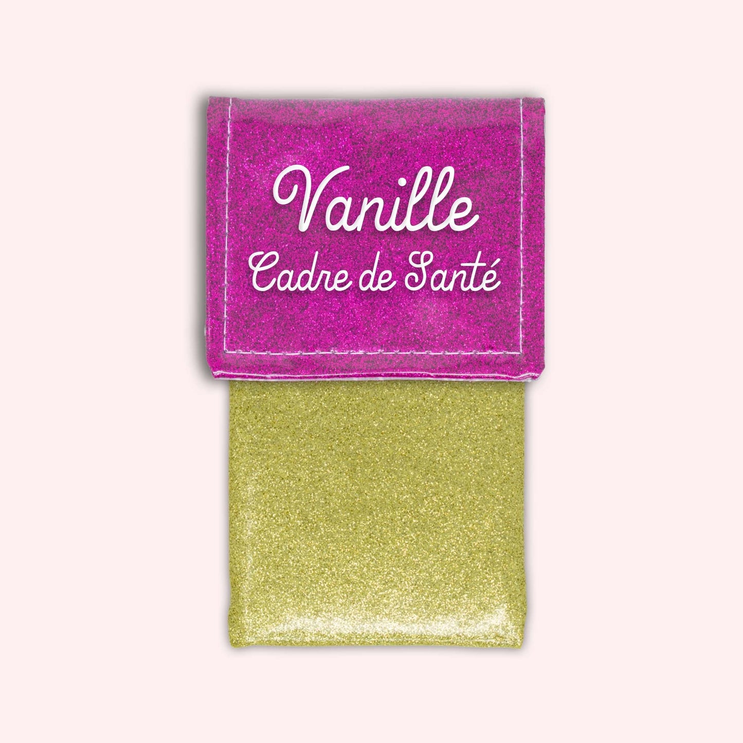 Two-tone pouch with Fuchsia glitter flap