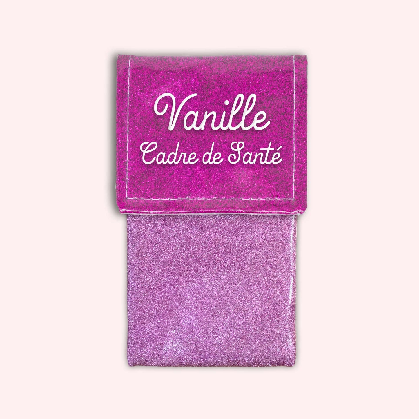 Two-tone pouch with Fuchsia glitter flap