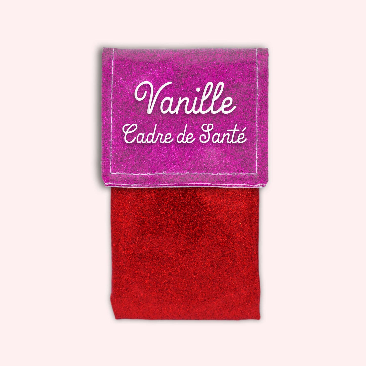 Two-tone pouch with Fuchsia glitter flap