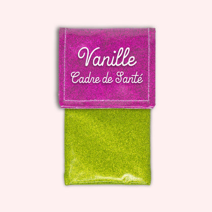Two-tone pouch with Fuchsia glitter flap