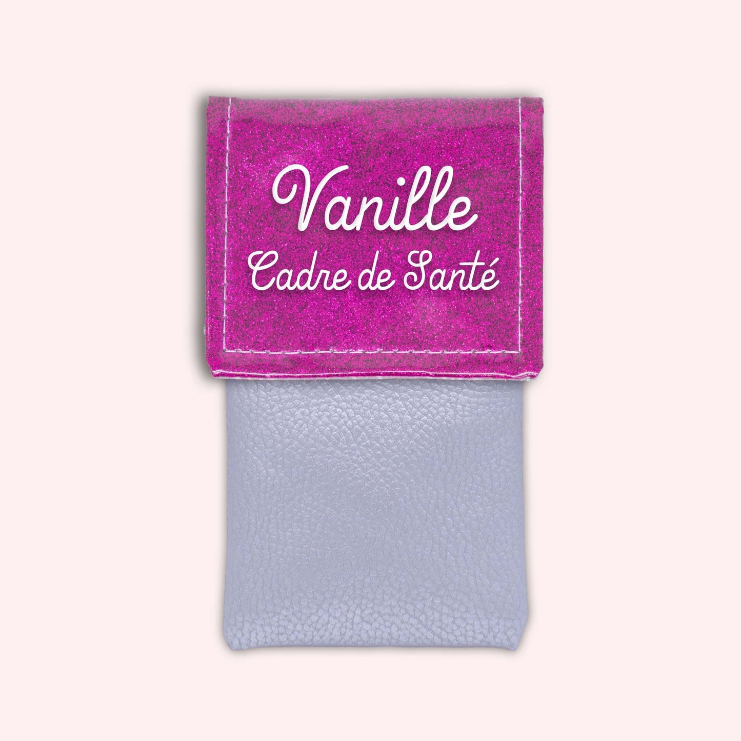 Two-tone pouch with Fuchsia glitter flap