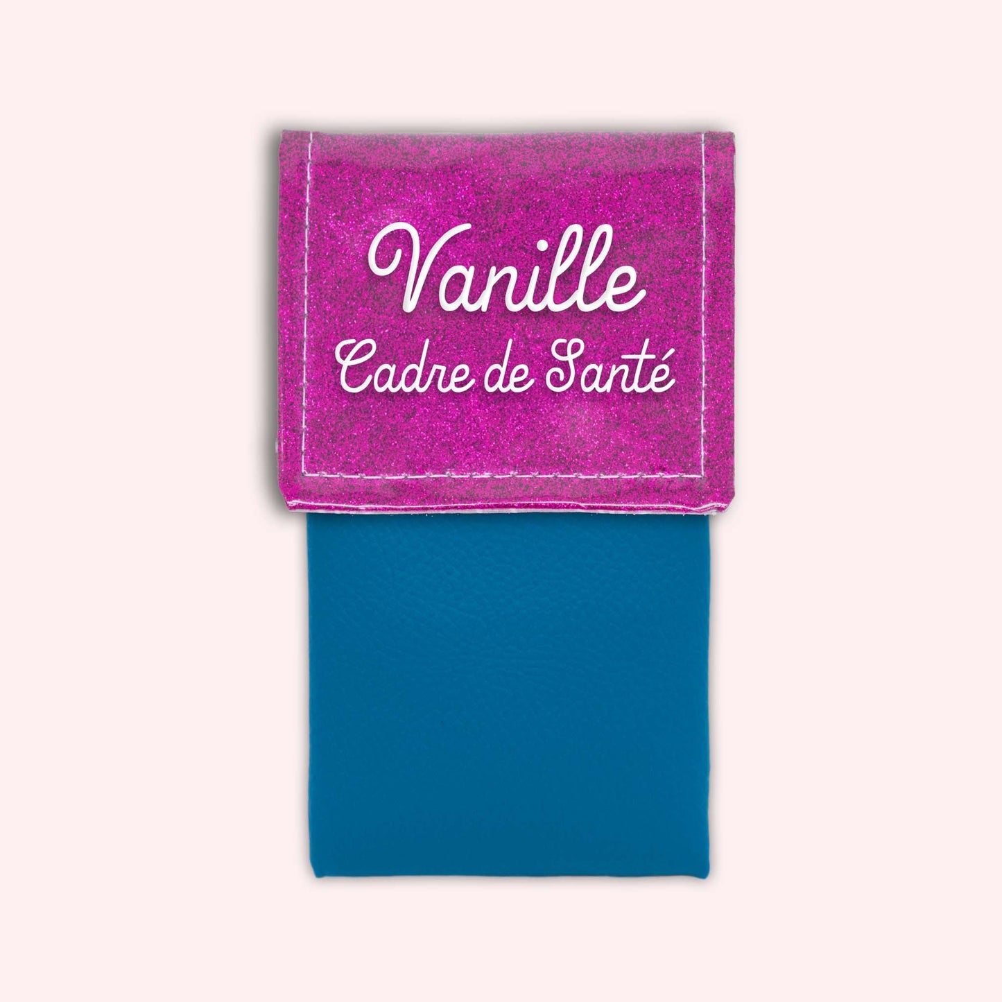 Two-tone pouch with Fuchsia glitter flap