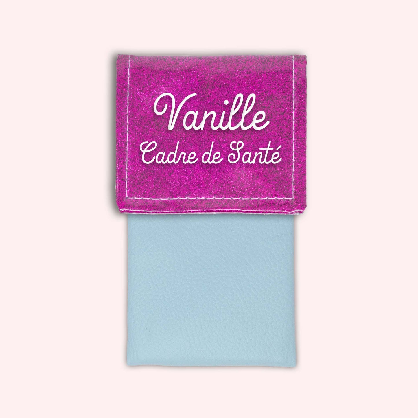 Two-tone pouch with Fuchsia glitter flap