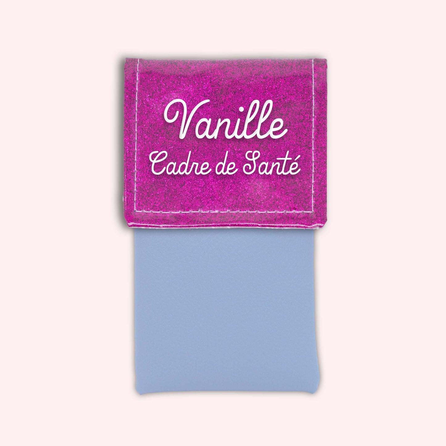 Two-tone pouch with Fuchsia glitter flap