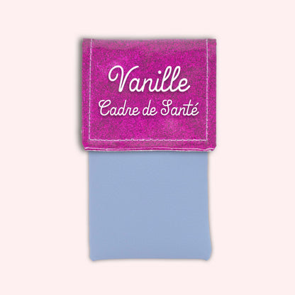 Two-tone pouch with Fuchsia glitter flap
