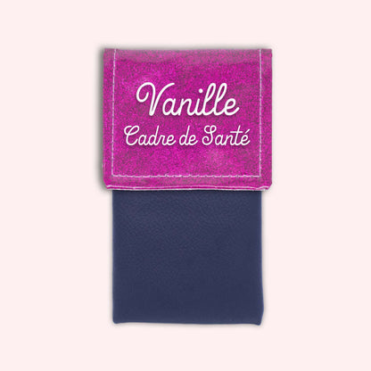Two-tone pouch with Fuchsia glitter flap