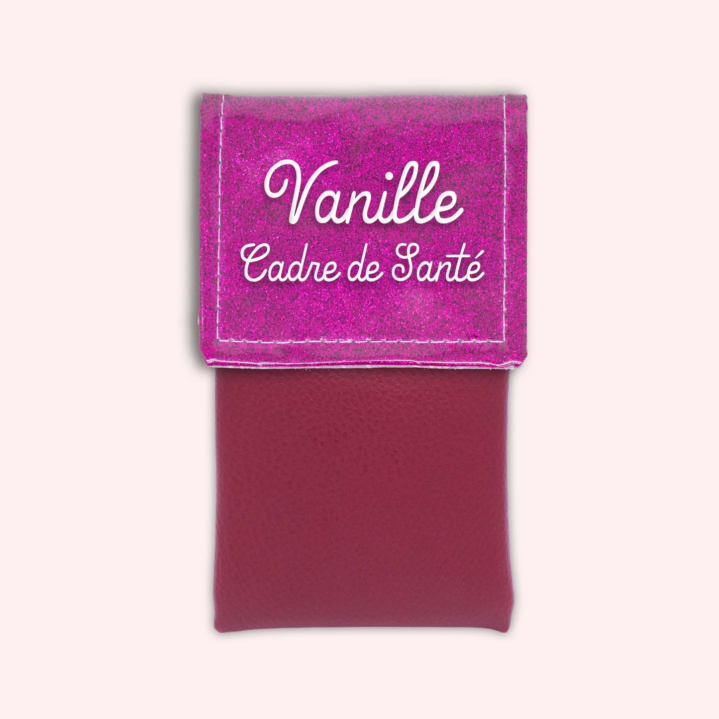 Two-tone pouch with Fuchsia glitter flap
