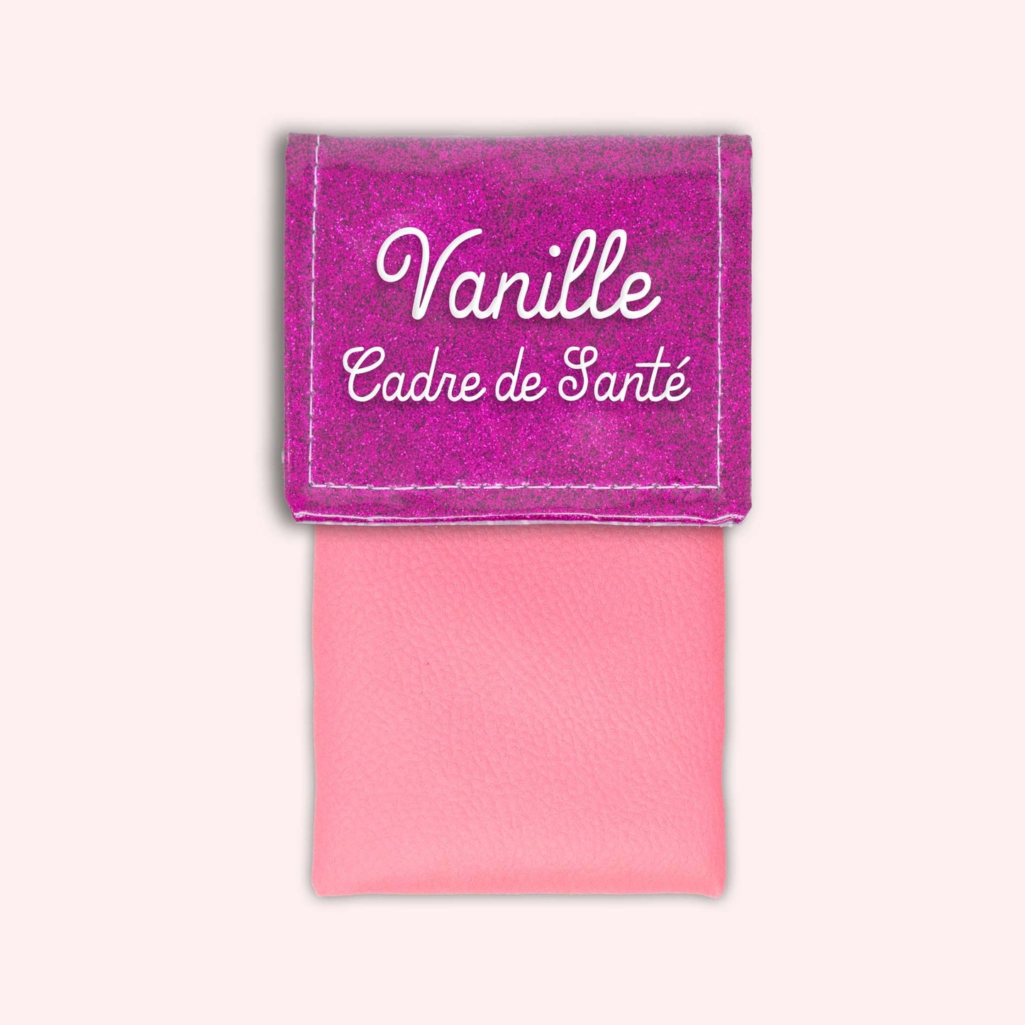 Two-tone pouch with Fuchsia glitter flap