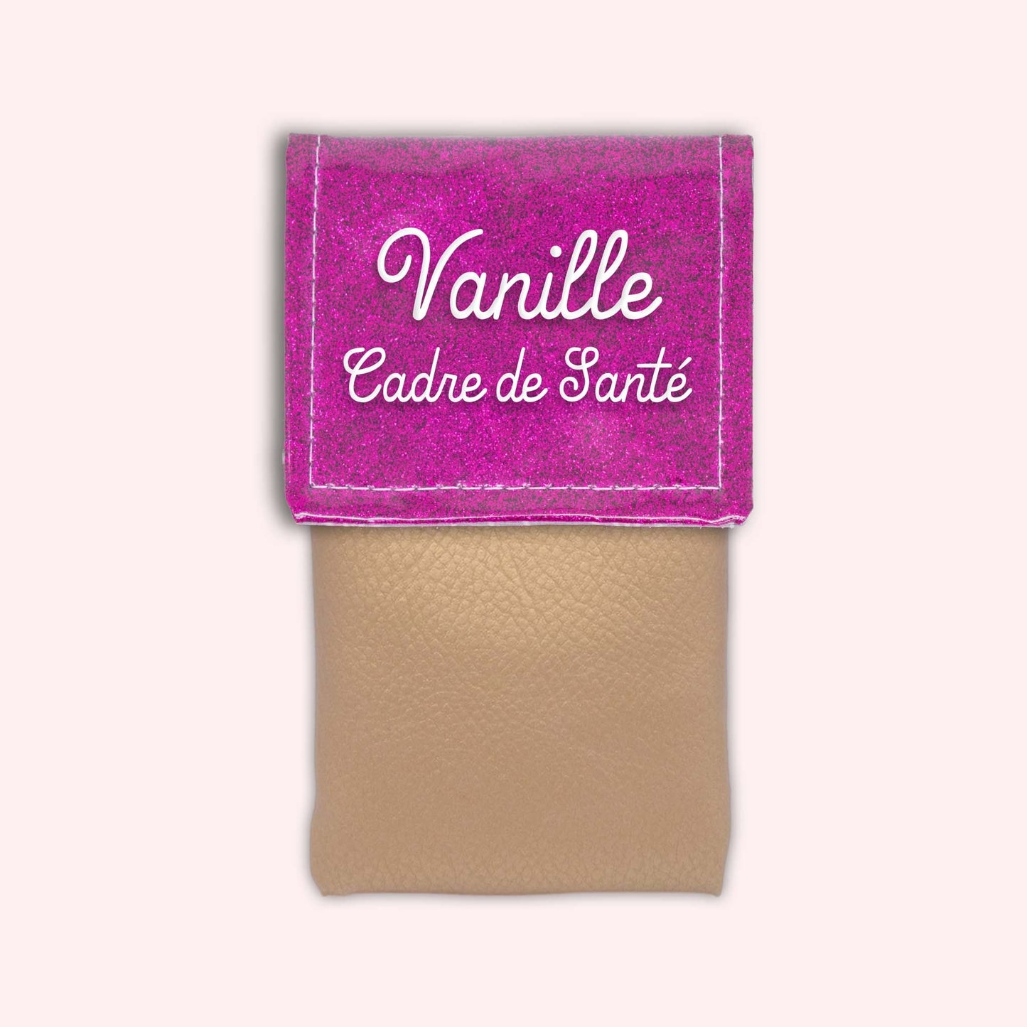 Two-tone pouch with Fuchsia glitter flap
