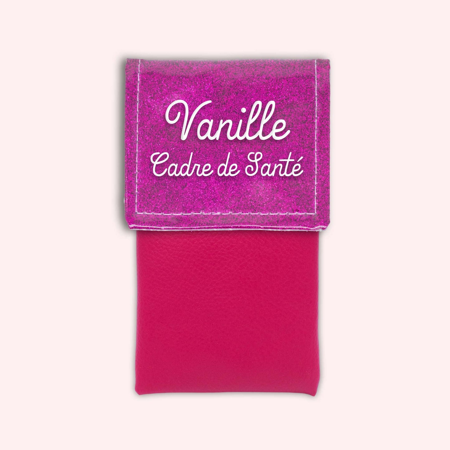 Two-tone pouch with Fuchsia glitter flap