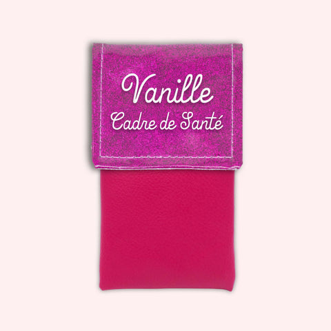 Two-tone pouch with Fuchsia glitter flap
