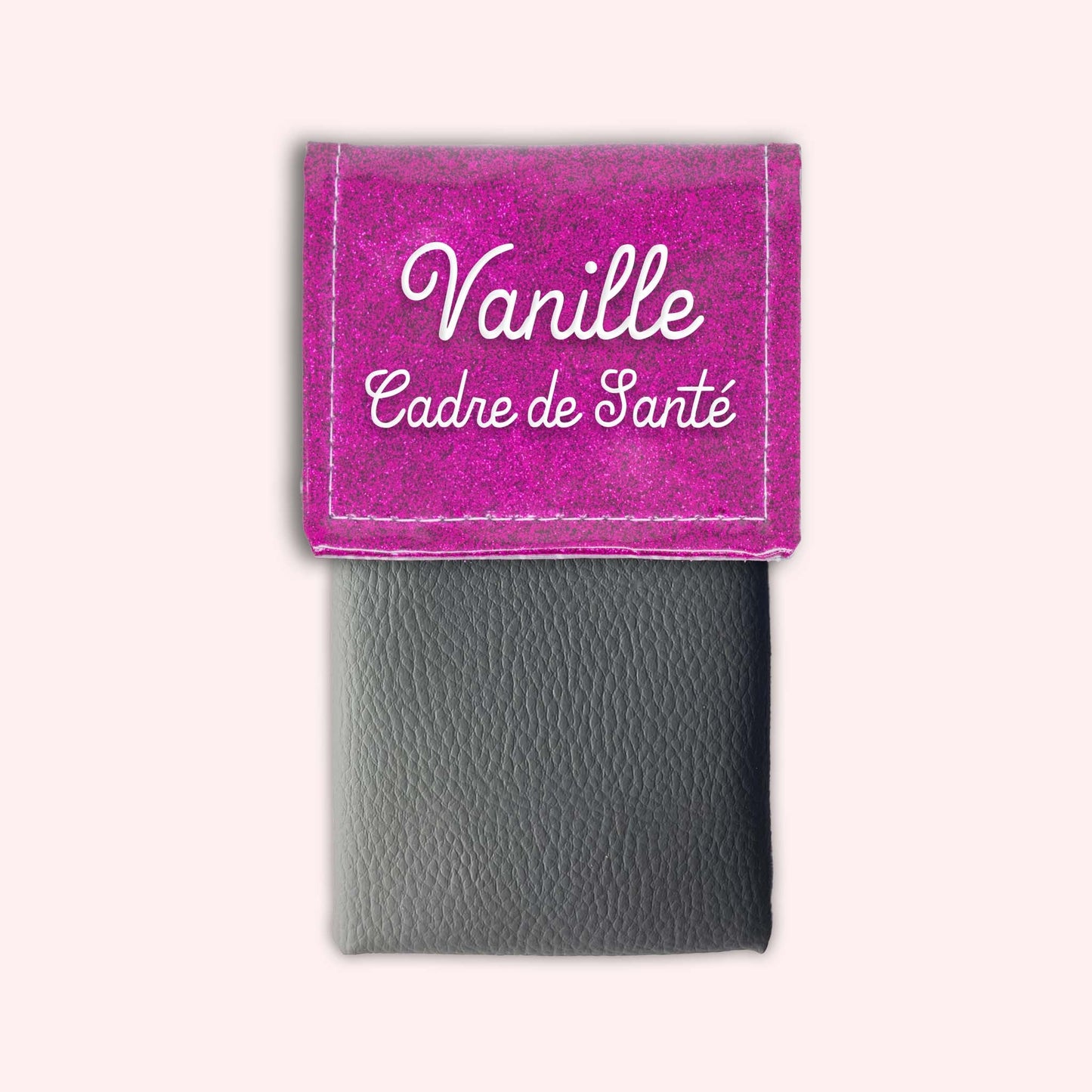 Two-tone pouch with Fuchsia glitter flap