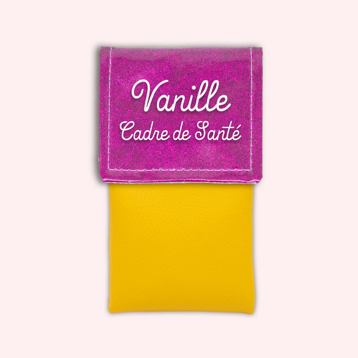 Two-tone pouch with Fuchsia glitter flap