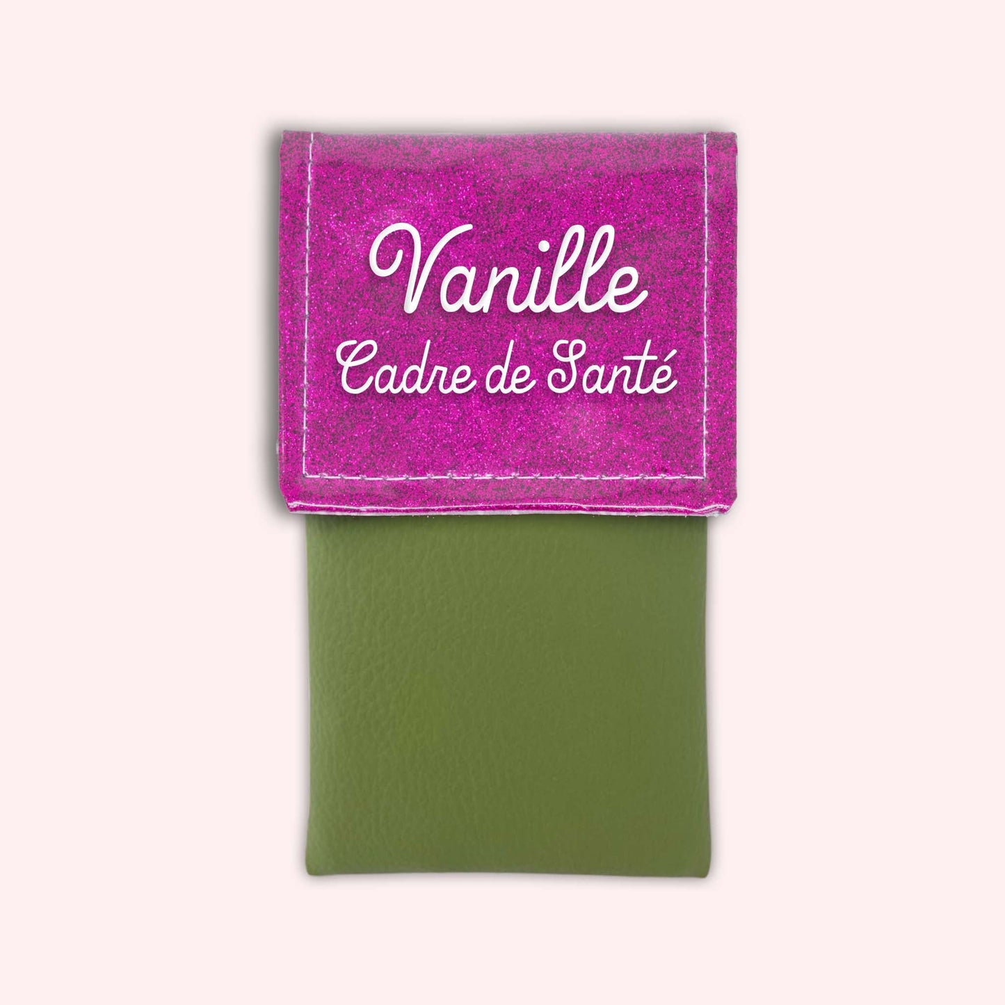 Two-tone pouch with Fuchsia glitter flap