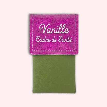 Two-tone pouch with Fuchsia glitter flap
