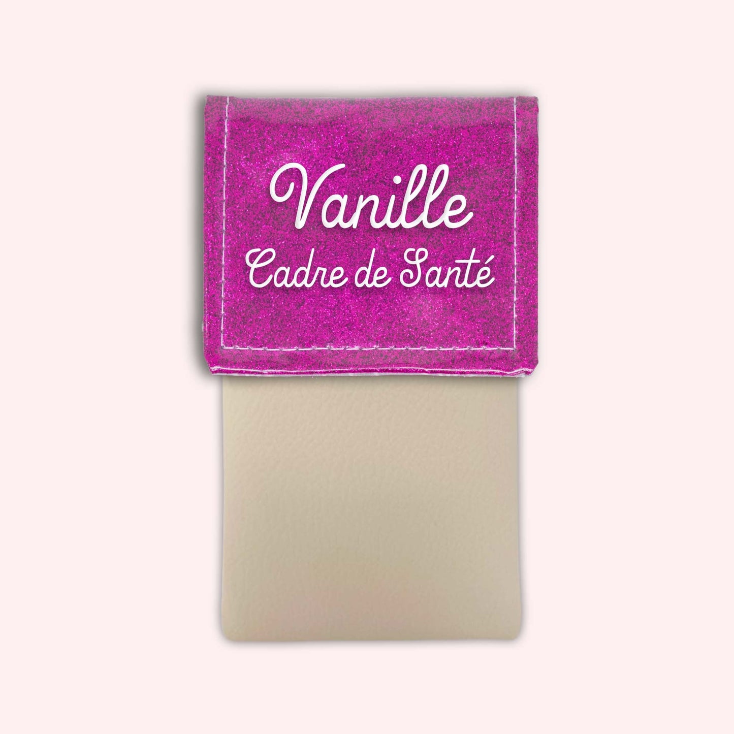 Two-tone pouch with Fuchsia glitter flap