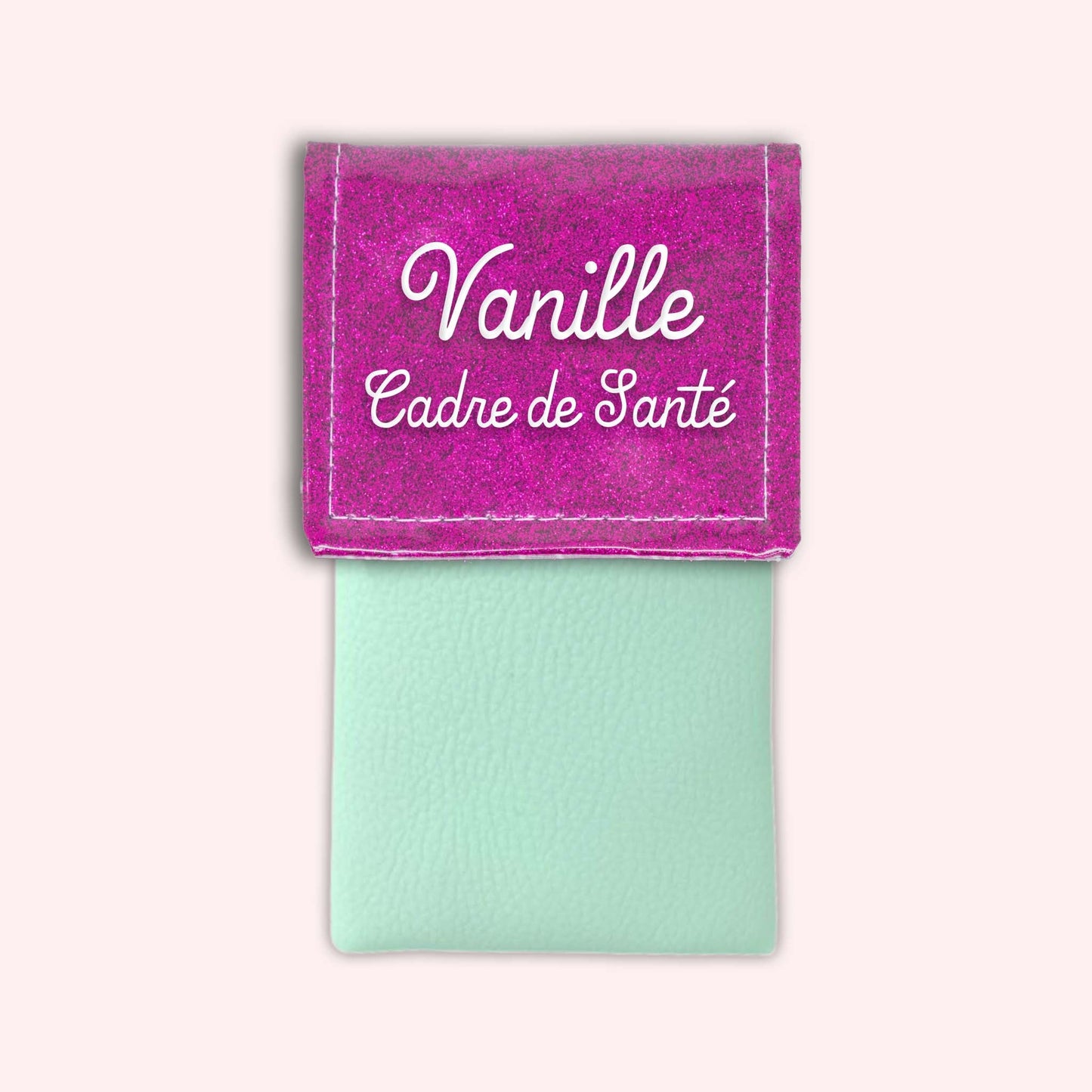 Two-tone pouch with Fuchsia glitter flap