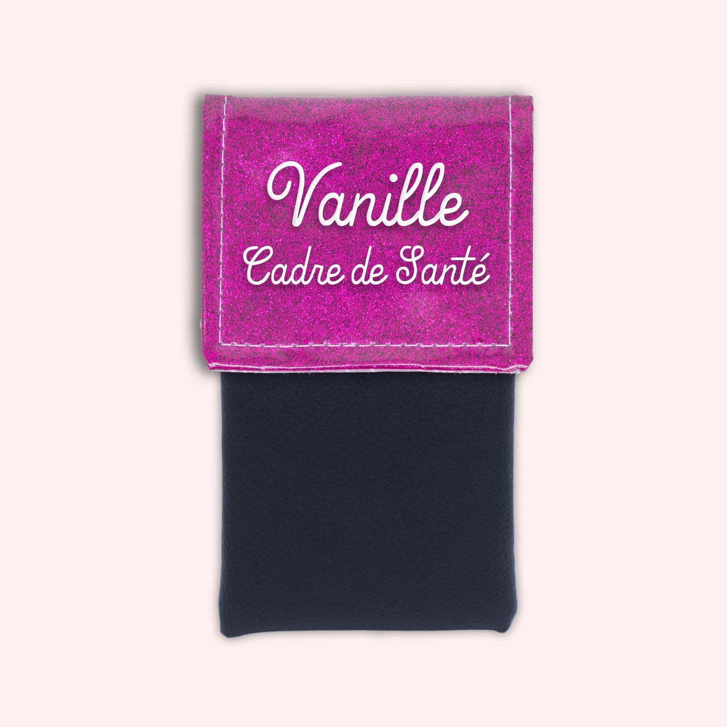 Two-tone pouch with Fuchsia glitter flap