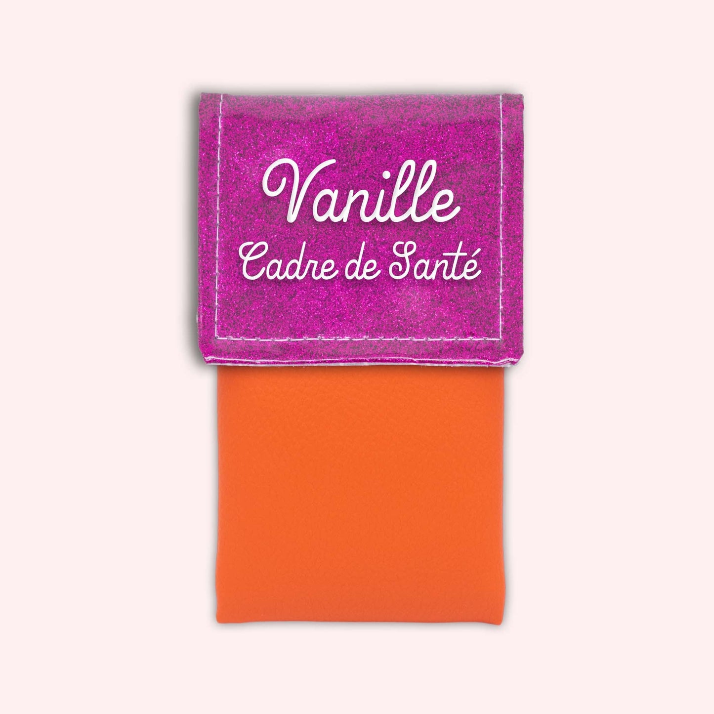 Two-tone pouch with Fuchsia glitter flap