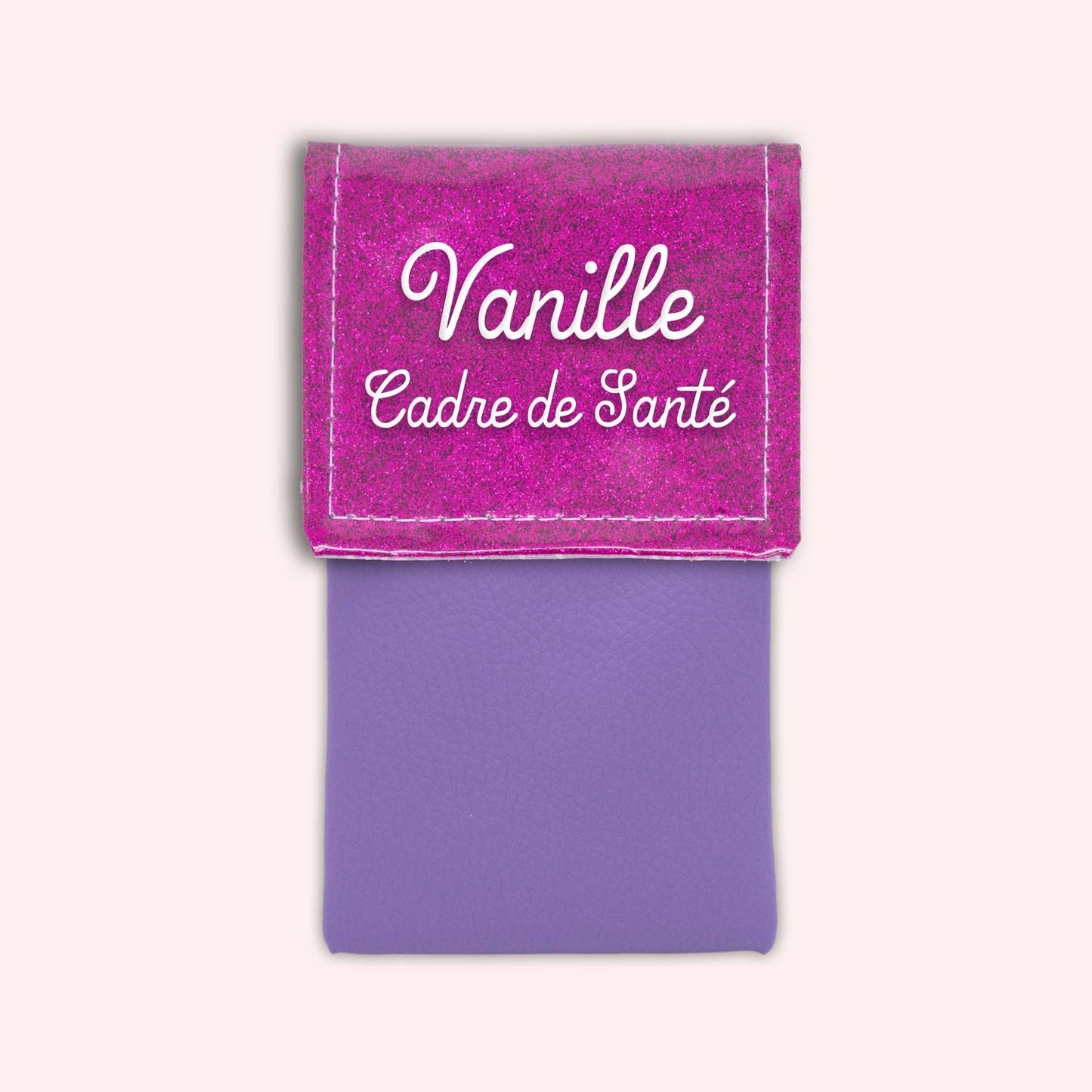 Two-tone pouch with Fuchsia glitter flap