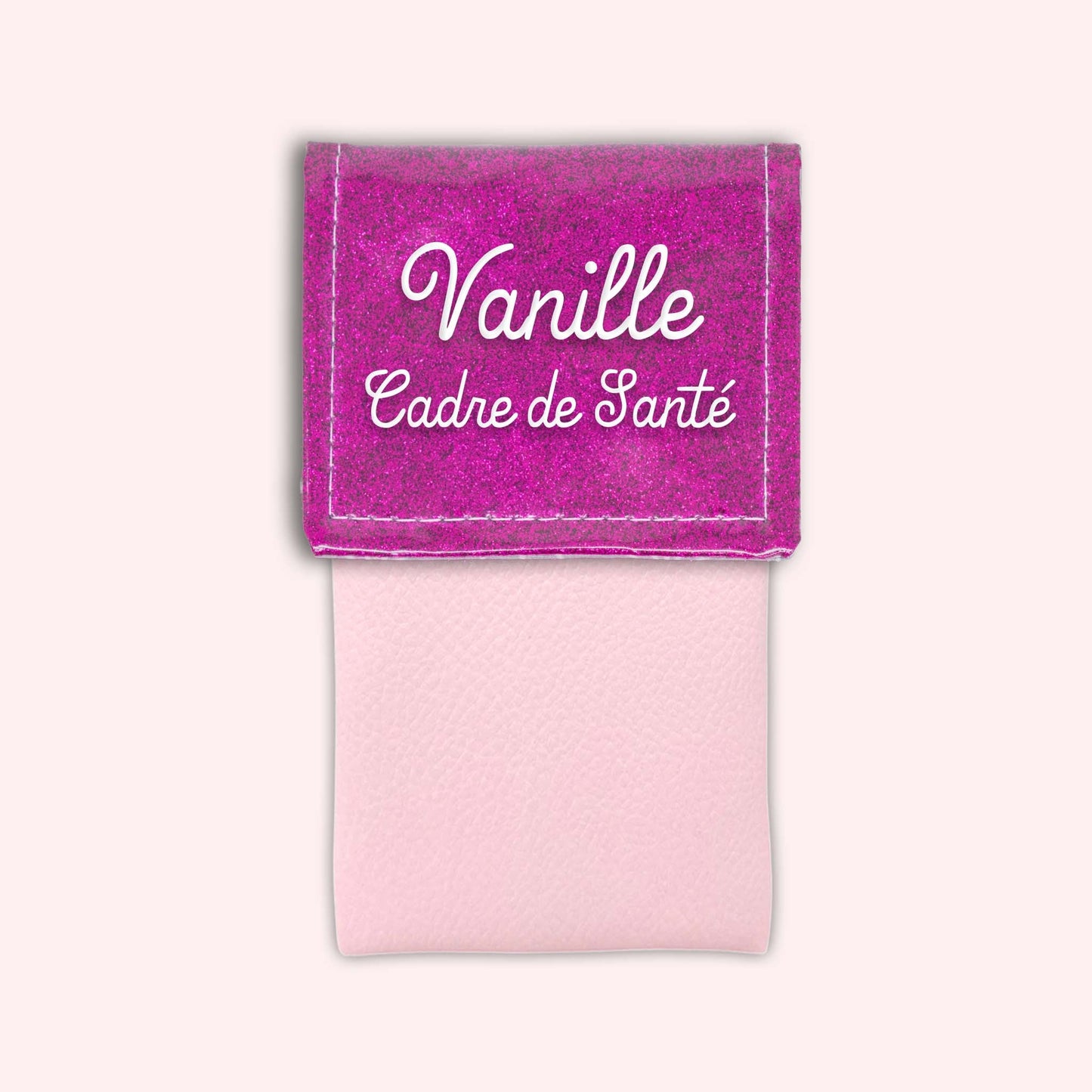 Two-tone pouch with Fuchsia glitter flap