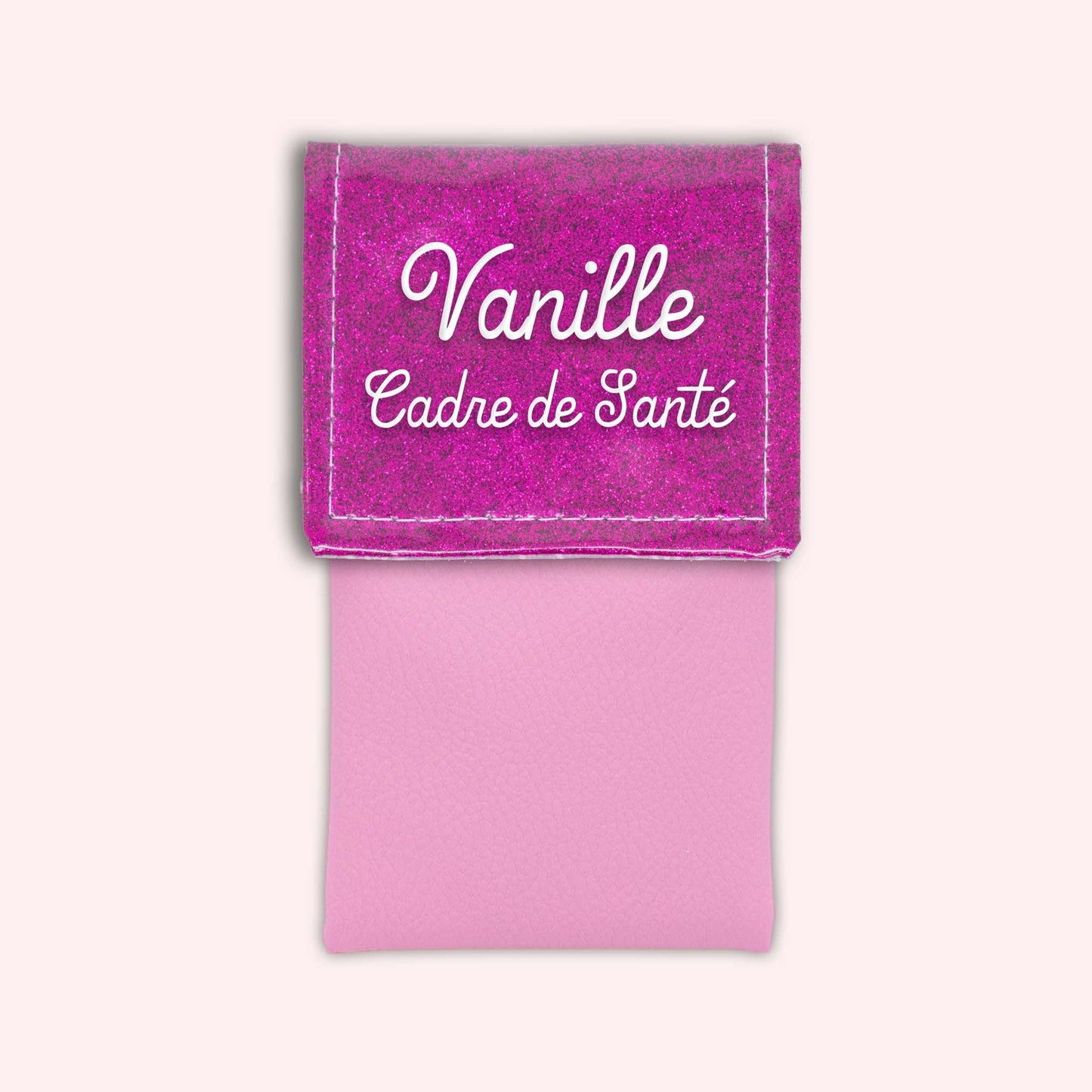 Two-tone pouch with Fuchsia glitter flap
