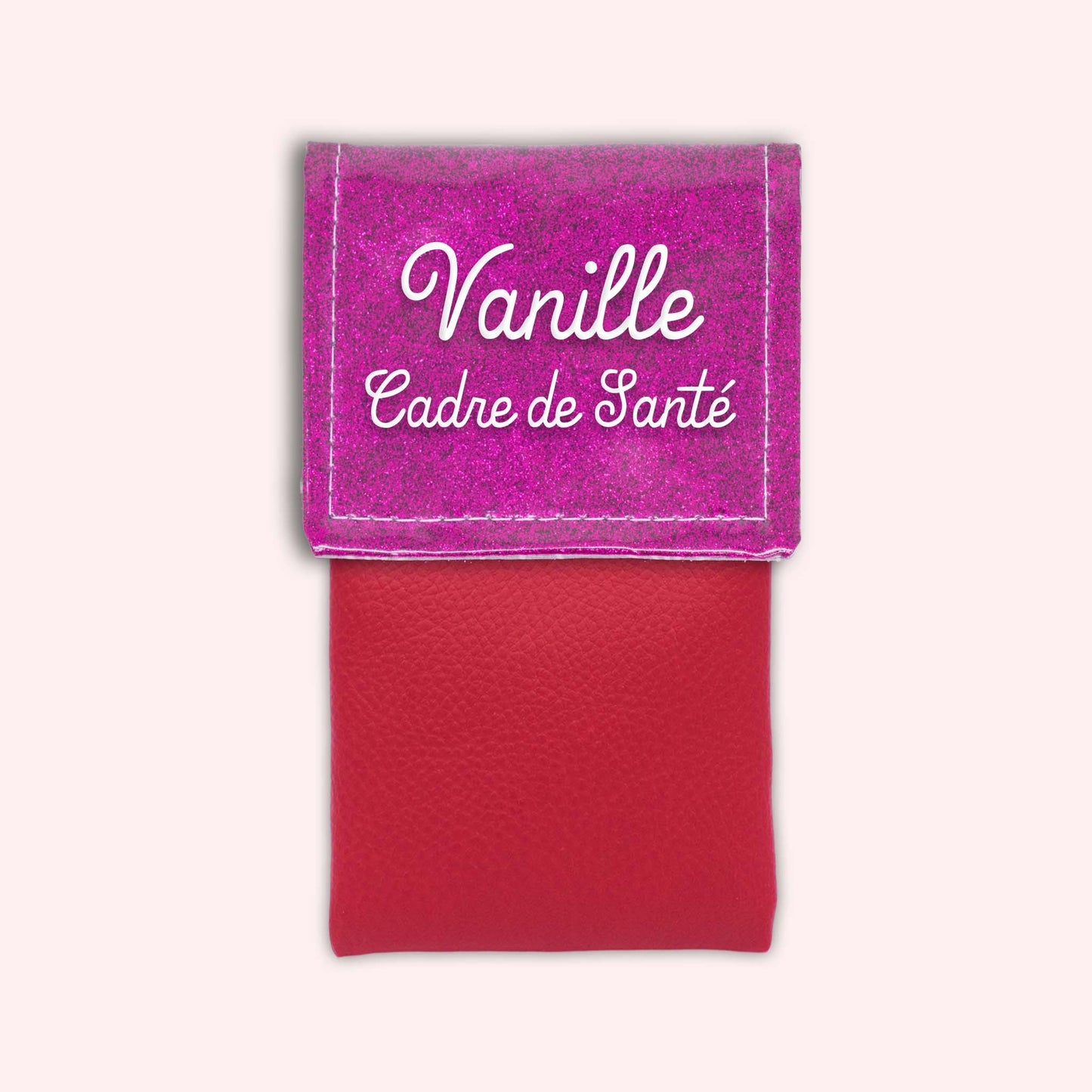 Two-tone pouch with Fuchsia glitter flap