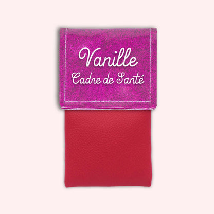Two-tone pouch with Fuchsia glitter flap