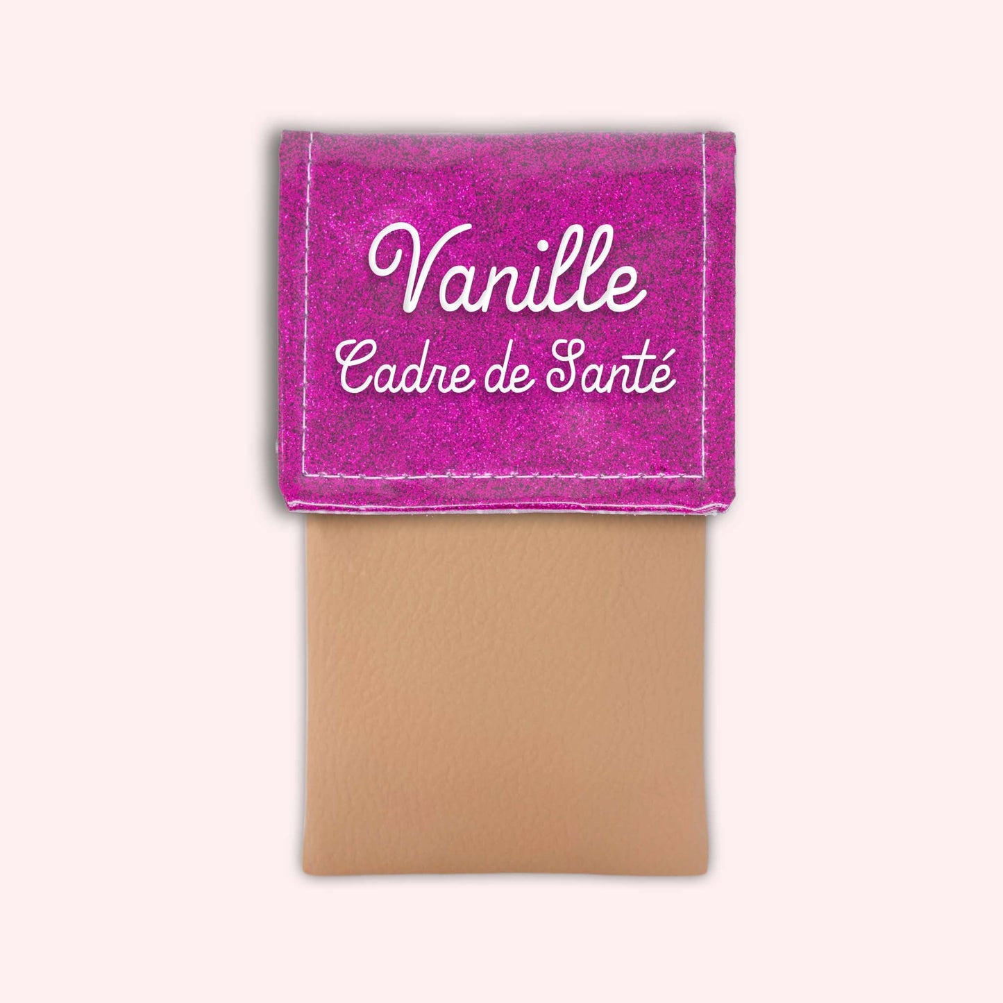 Two-tone pouch with Fuchsia glitter flap