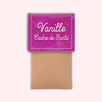 Two-tone pouch with Fuchsia glitter flap