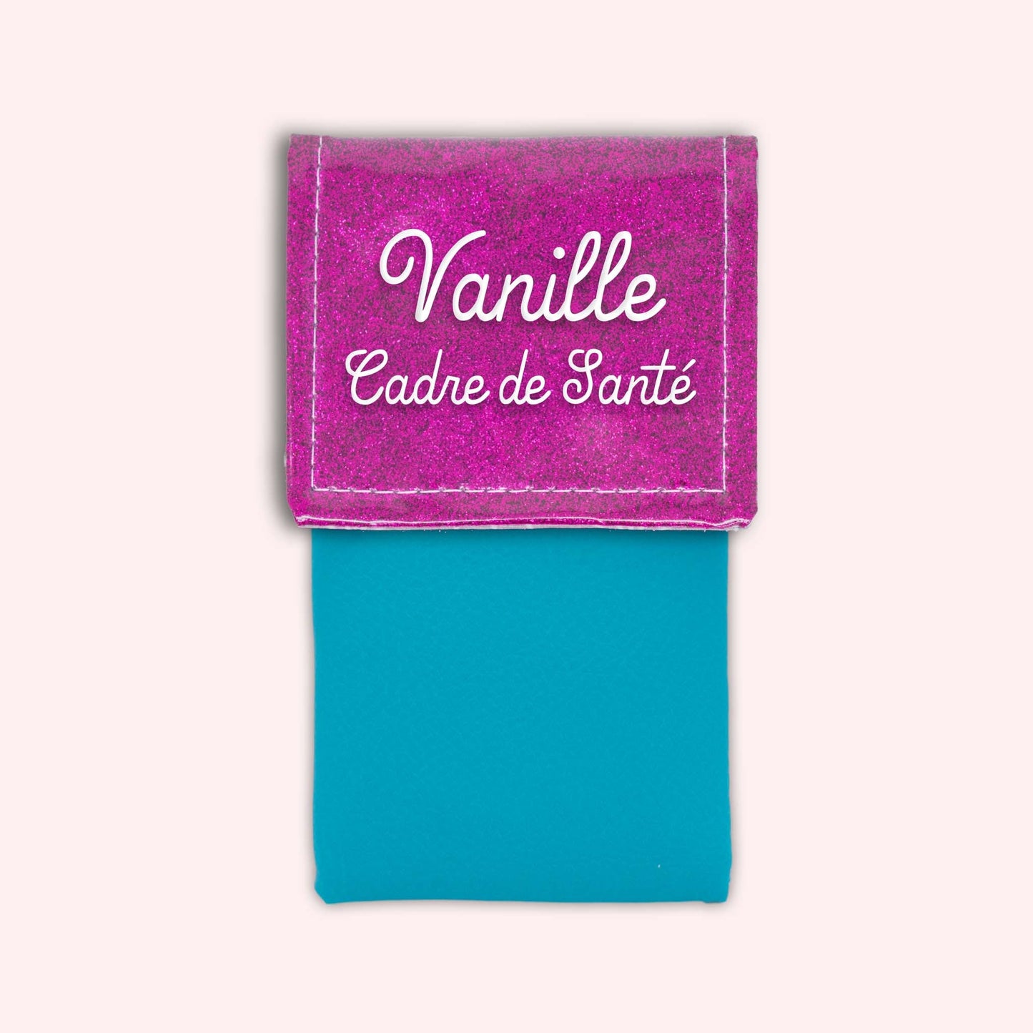 Two-tone pouch with Fuchsia glitter flap