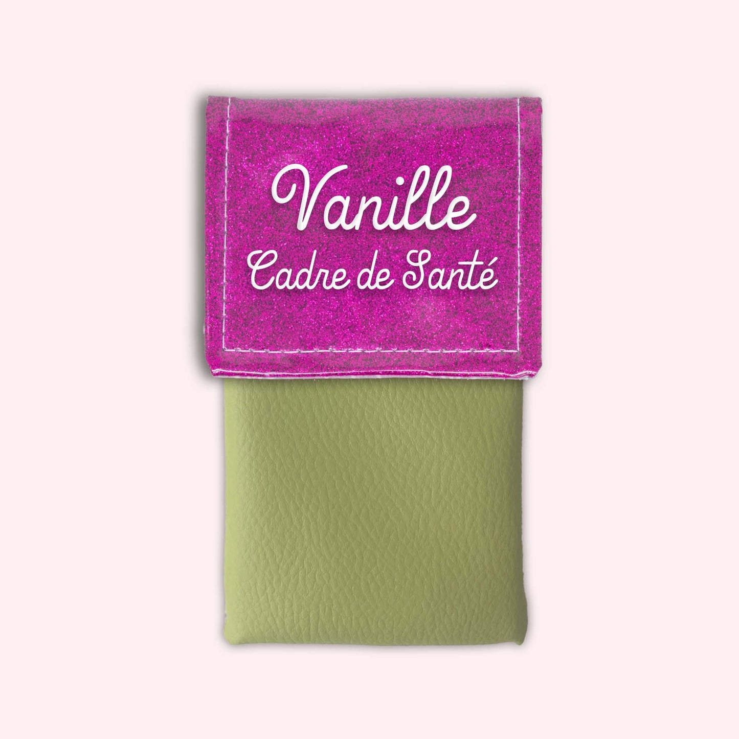 Two-tone pouch with Fuchsia glitter flap