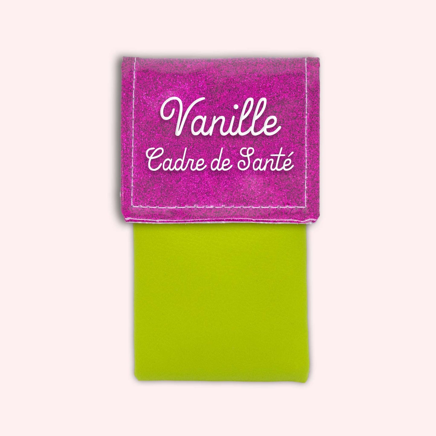 Two-tone pouch with Fuchsia glitter flap