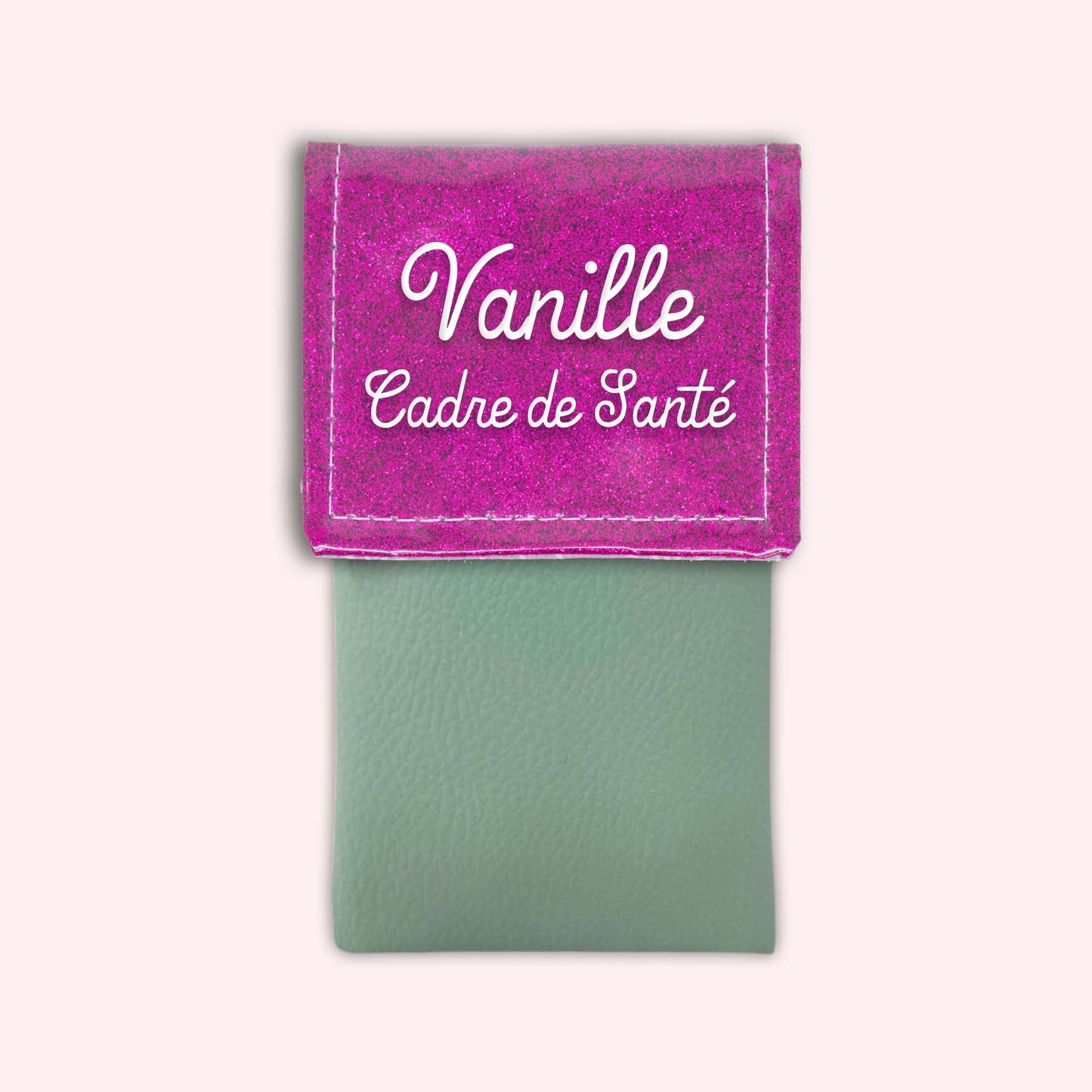 Two-tone pouch with Fuchsia glitter flap