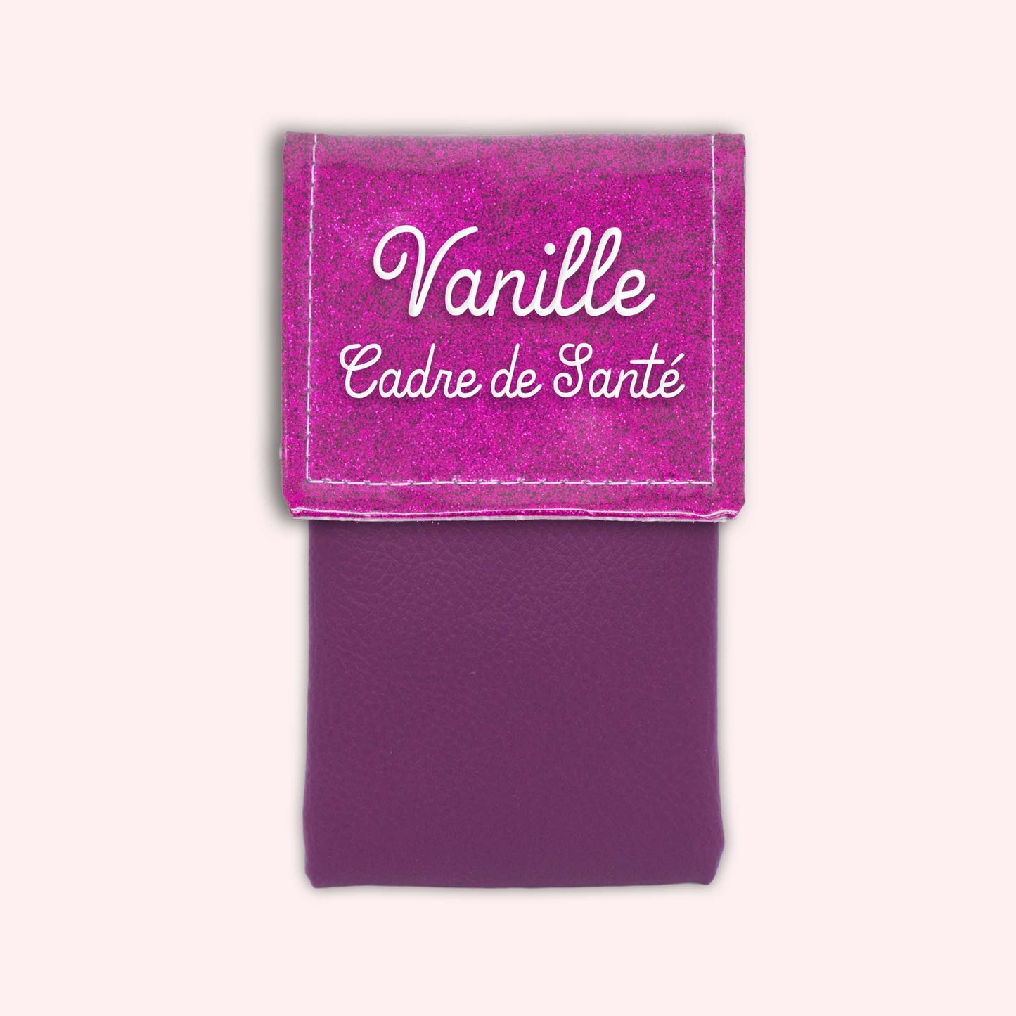 Two-tone pouch with Fuchsia glitter flap