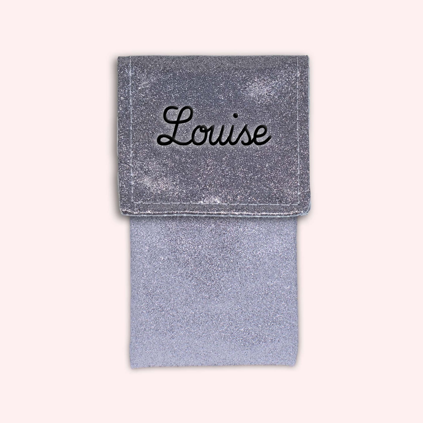 Pochette bicolore rabat Gris paillette