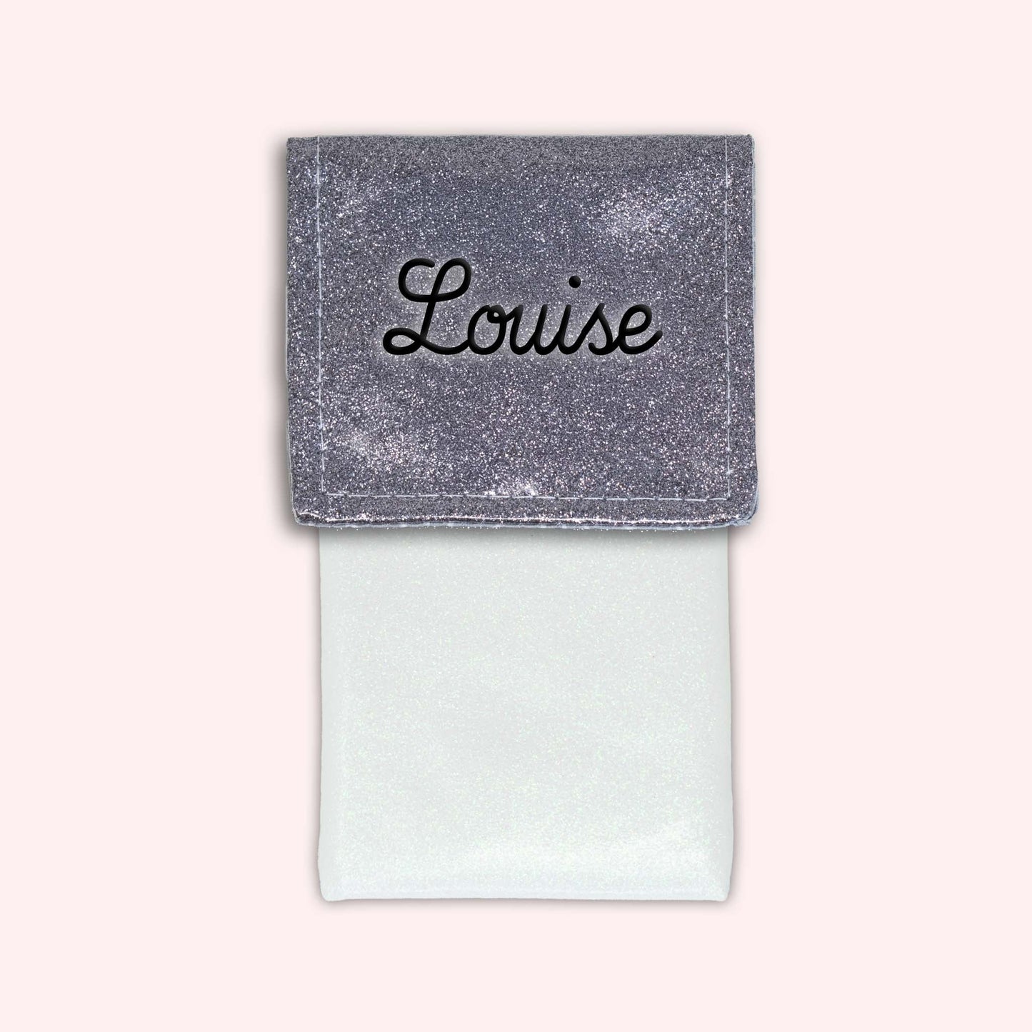 Pochette bicolore rabat Gris paillette