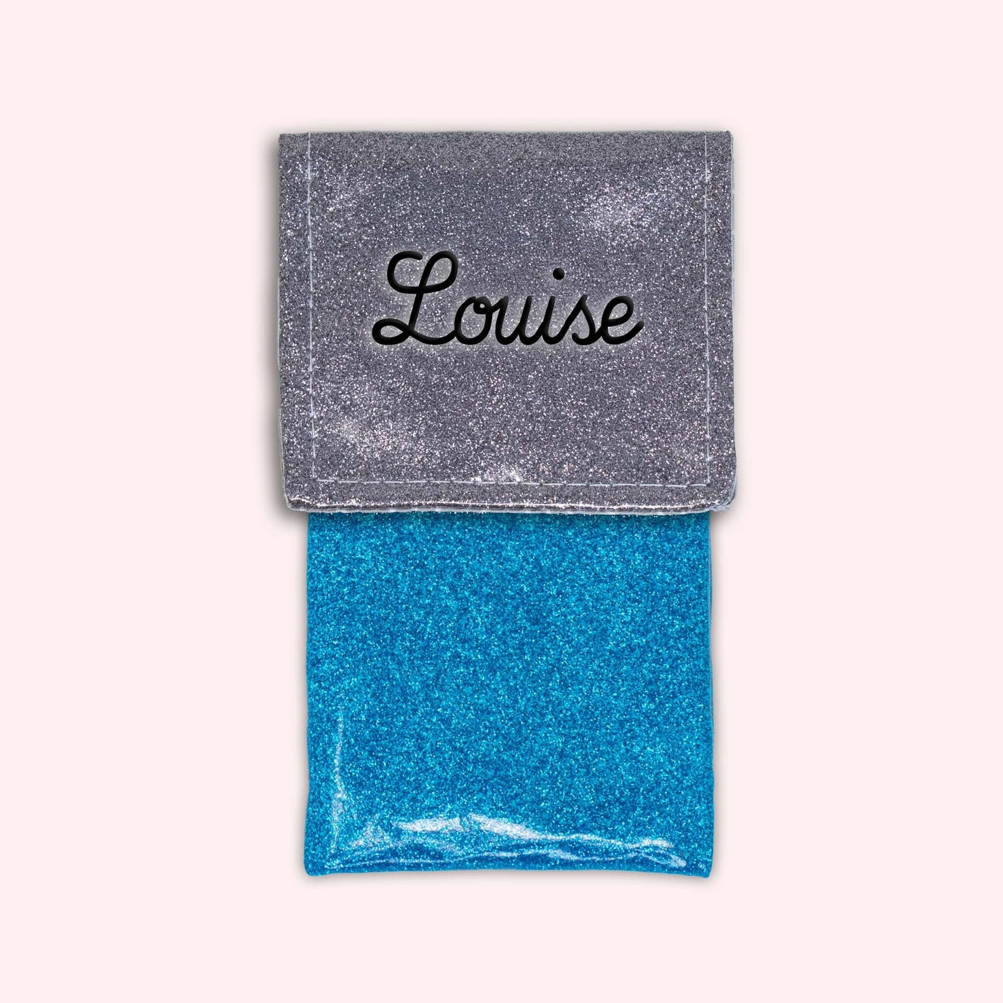 Pochette bicolore rabat Gris paillette